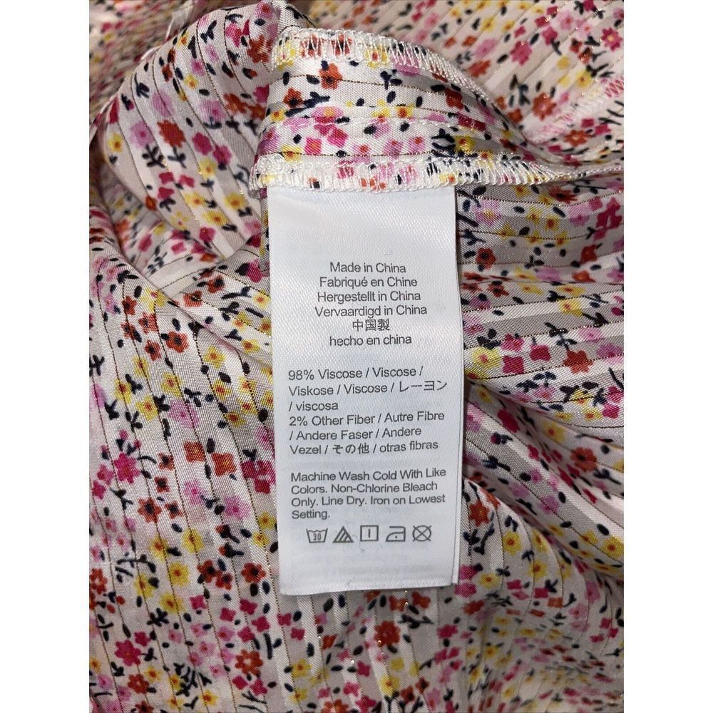 J.CREW Ruffle Blouse Top Small Field Day Shirt Dainty Floral Pink Gold AW869 NWT - Picture 9 of 10